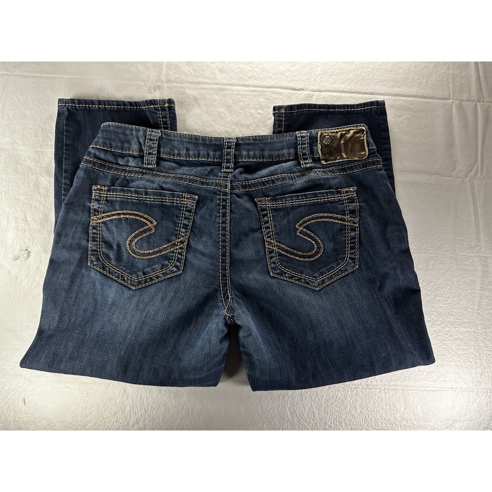 Silver Aiko Capri Women's 31x22 Mid Rise Jeans Straight Fit Loose Dark Wash‎